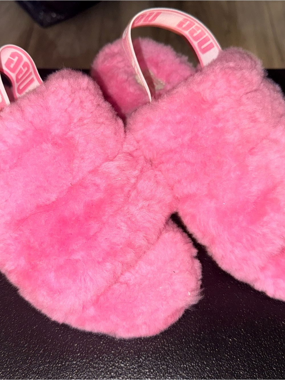 UGG Pink Fluff Slides